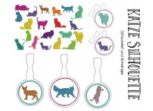 Stickserie - Katze Silhouette mit Anhänger